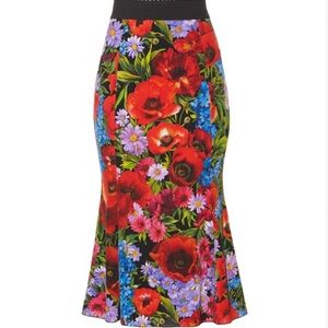 Dolce & Gabbana Floral silk-charmeuse midi skirt